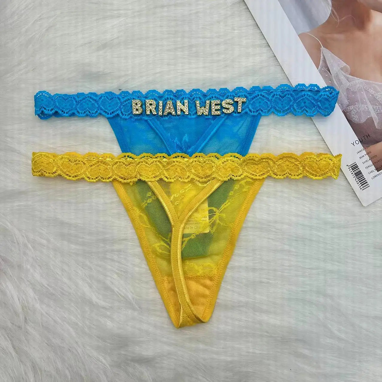 Custom Thong Panties with Name DIY Letter Waist Chain Body Jewelry Women Sexy Lace Bikini G-String Girl Christmas Cheeky Gift