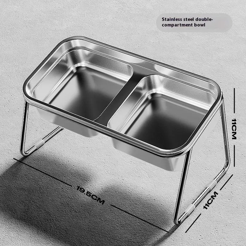 【E】Cat Bowl Cat Food Bowl Stainless Steel Double Bowl Anti-Tip Pet Bowl Cat Eating Bowl Drinking Bowl Grain Bowl Dog Bowl