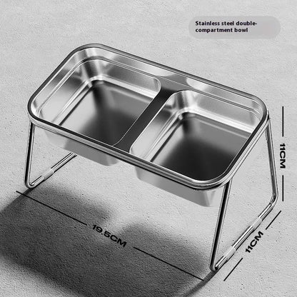 【E】Cat Bowl Cat Food Bowl Stainless Steel Double Bowl Anti-Tip Pet Bowl Cat Eating Bowl Drinking Bowl Grain Bowl Dog Bowl