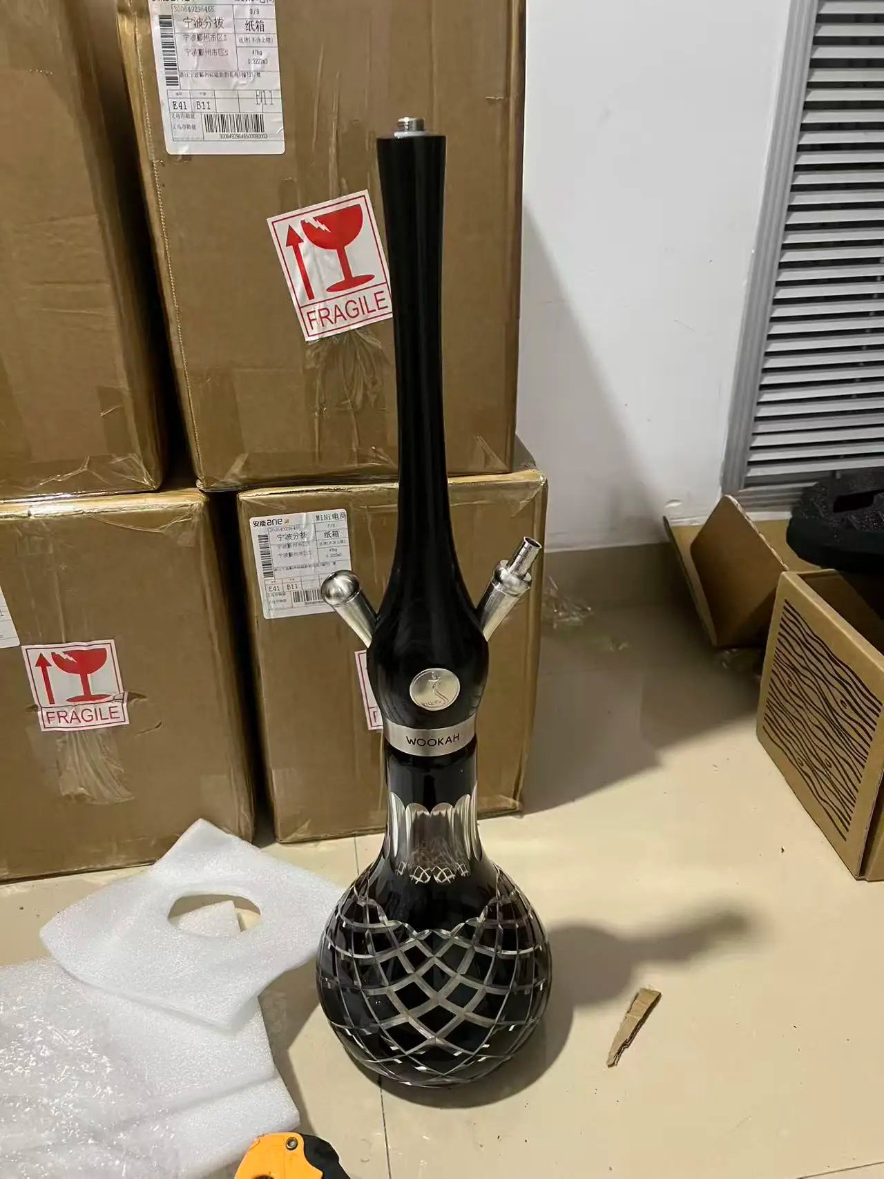 Wookah Hookah Shisha Set High Quality Wooden Large Hookah with Glass Bottle Single Pipe