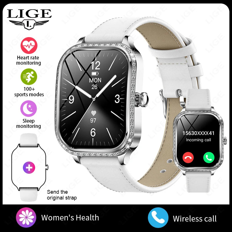 2026 Fashion Women Smart Watch Bluetooth Call Custom Watch Face Fitness Tracker IP68 Waterproof Smartwatch Woman for Android IOS