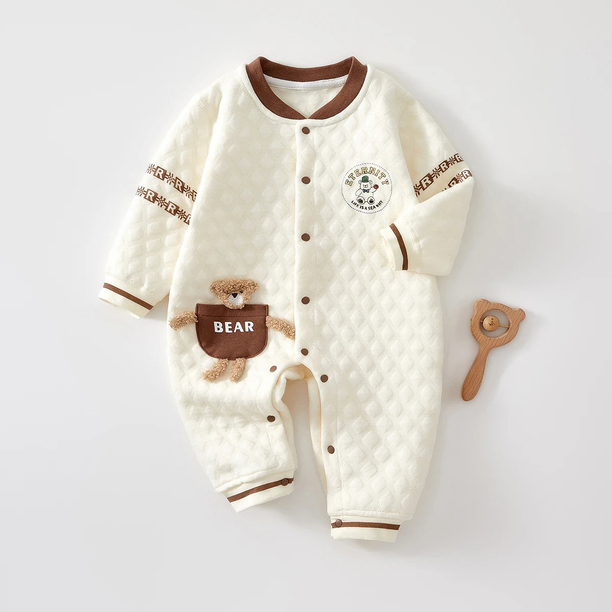 Baby Clothes for Autumn, Class A, Boys' Full-Month Outfit, One-Piece Romper, Baby Thermal Interlayered Warm Newborn Bodysuit
