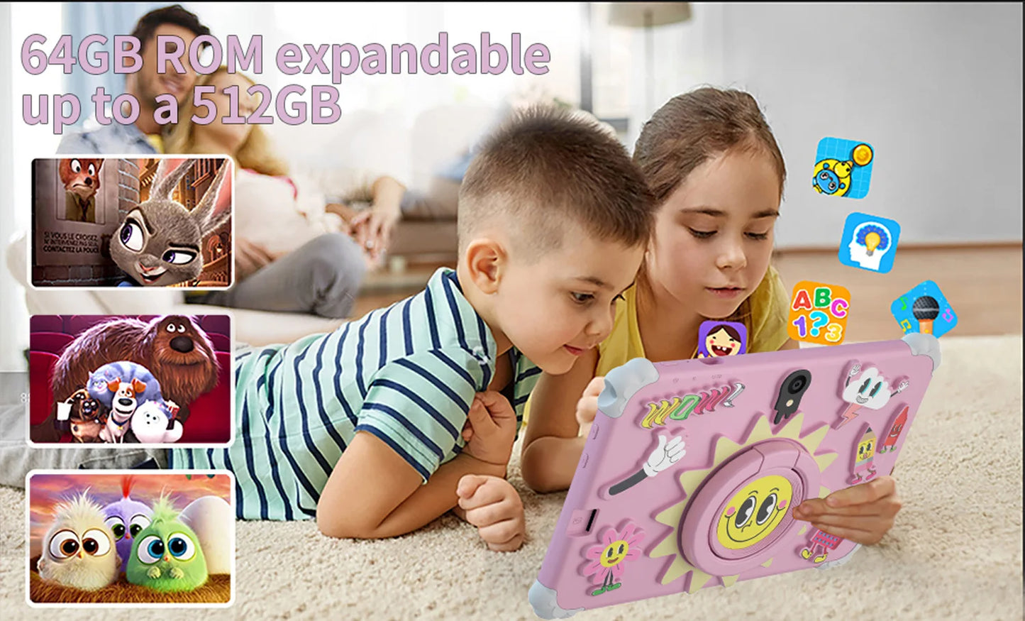 2025 New 7 Inch Cartoon Pattern Kids' tablet Quad Core 4GB+64GB ROM Android 13 Learning Education Games Tablets Children's Gifts