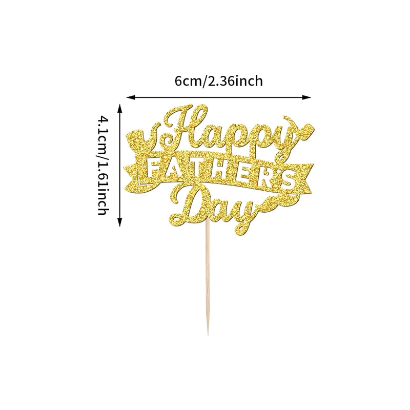 YOMDID 24Pcs Happy Father's Day Cake Toppers Father's Day Cupcake Toppers Picks Birthday Cake Decor Cake Decorating Supplies