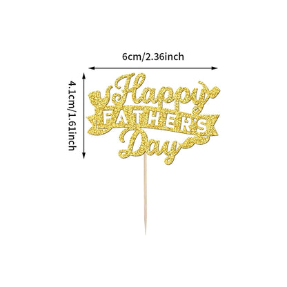 YOMDID 24Pcs Happy Father's Day Cake Toppers Father's Day Cupcake Toppers Picks Birthday Cake Decor Cake Decorating Supplies
