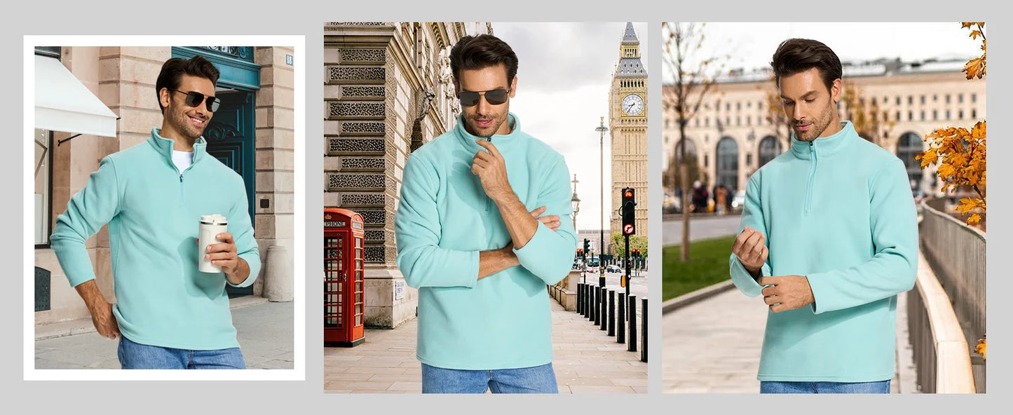 TACVASEN Quarter-Zip Pullover Tops Mens Turtleneck Fleece Sweatshirts Casual Warm Sweater Athletic Running Sports Hoodie Shirts