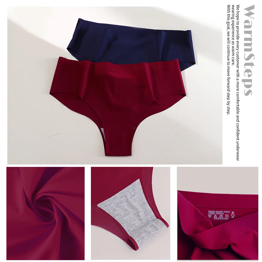 WarmSteps 3Pcs/Set Seamless Woman Panties Underwear Fitness Sports Women's Briefs Ice Silk Sexy Female Lingerie XXL Large Size