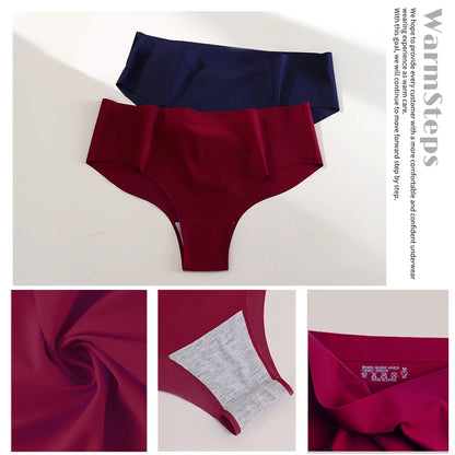 WarmSteps 3Pcs/Set Seamless Woman Panties Underwear Fitness Sports Women's Briefs Ice Silk Sexy Female Lingerie XXL Large Size