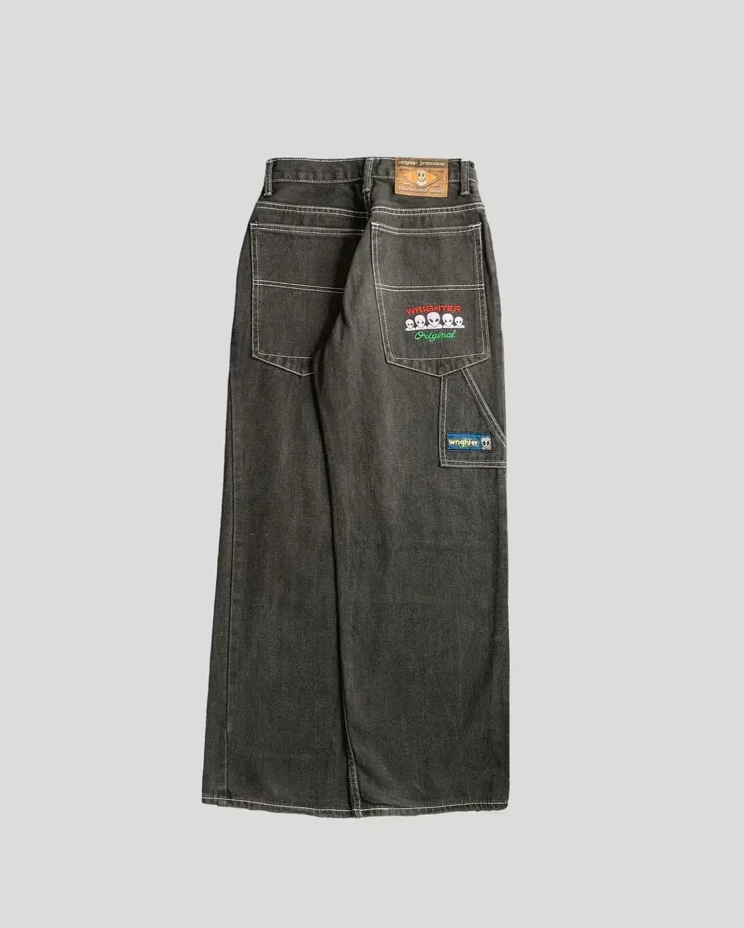 Gothic Halloween Scythe Grim Reaper Hip Hop Streetwear Jeans Men Women Retro Punk Print Traight Wide-leg Black Baggy Denim Pants