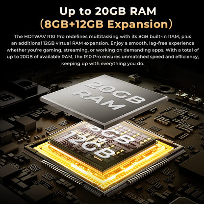 HOTWAV R10 Pro Rugged Tablet 10800mAh Massive Battery 10.1'' HD+ Display Pad Android 14 8GB 256GB 13MP 4G Global Tablet PC