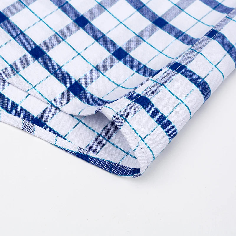100% Pure Cotton Oxford Shirts for Men Long Sleeve Plaid Shirt Striped Male Business Checked Red Shirt Mans Designer Clothes 7XL