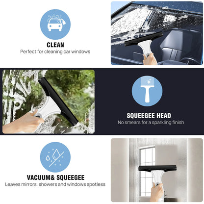 Cordless Window Vac, Rechargeable Window Vacuum Cleaner with Squeegee Head, 150ml Water Tank, Lightweight, 30 Minutes Use On One