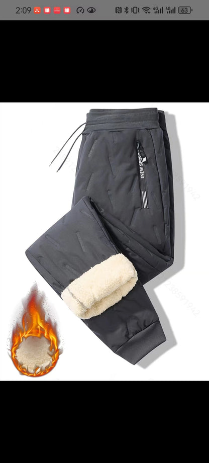 European size thick cotton pants with cashmere for men's cold and casual wear, ultrasonic cotton pants available in multiple col