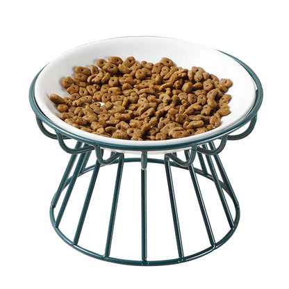 Pet ceramic bowl, tall cat food bowl, snack canister dish, cat food bowl with neck protection and anti-toppling function