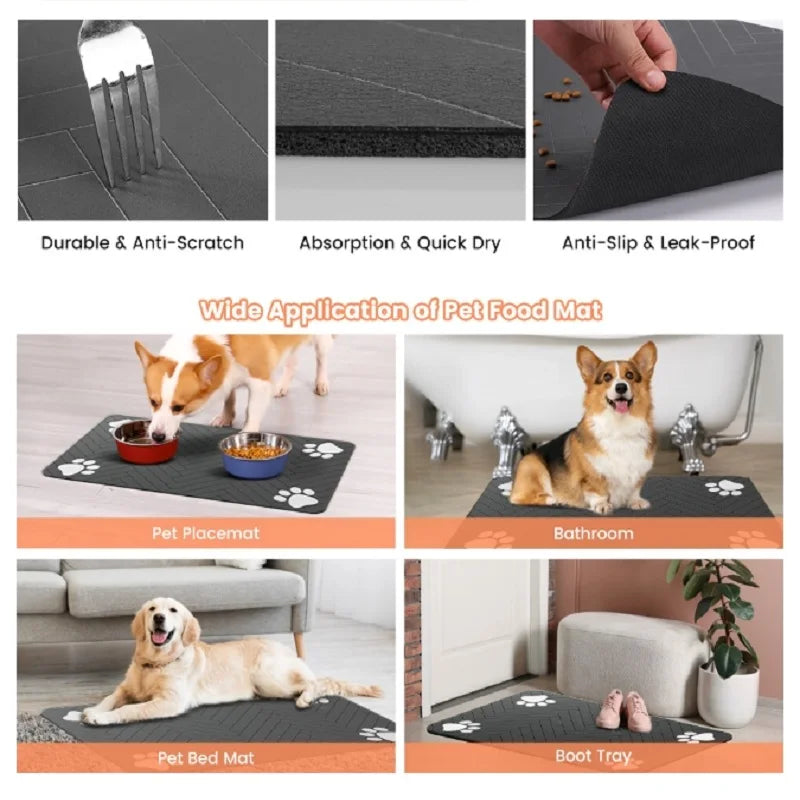 VIKAMA Cartoon Pet Floor Mats Diatomite Non-Slip Water Absorption Wear-Resistant Leakage Easy To Clean Dog Food Mat Cat Food Mat