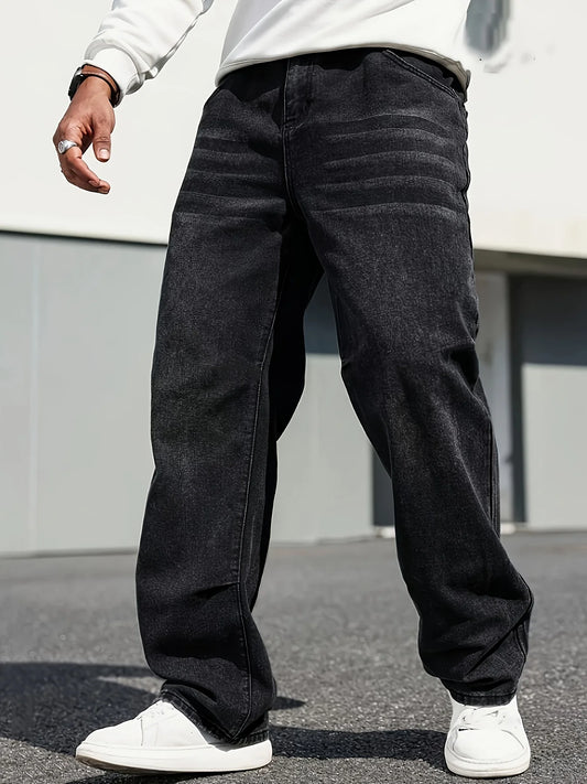 Classic Straight-Leg Dark Blue Jeans