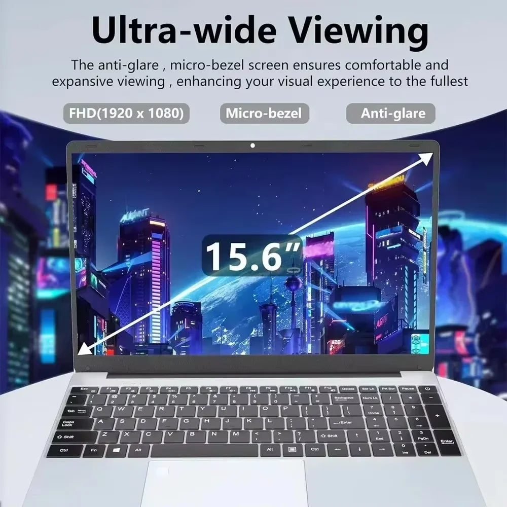 2026 Brand New Intel i9-9900 15.6 Inch Backlit Fingerprint Unlock Laptop Windows 11 Office Study NoteBook Gaming Computer PC