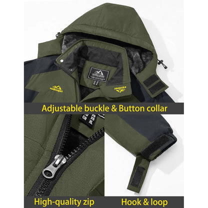 TACVASEN Men's Waterproof Ski Jacket Fleece Lining Warmth Parka Winter Snow Working Outdoors Hooded Coat Rain Shell Windbreaker