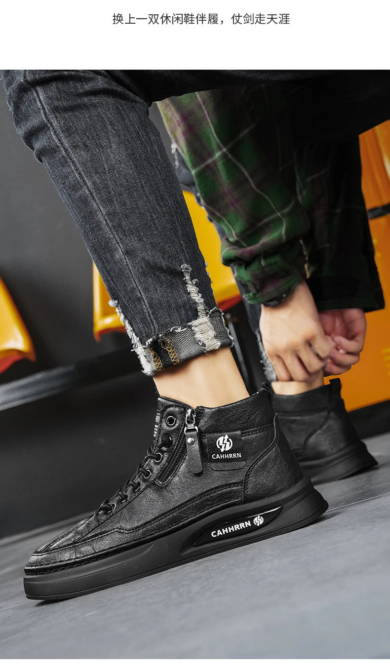 Male Sneakers High-top Loafers Skateboard Sports and Leisure Shoes for Men Men's Sneakers Non-Slip Soft and Comfortable New