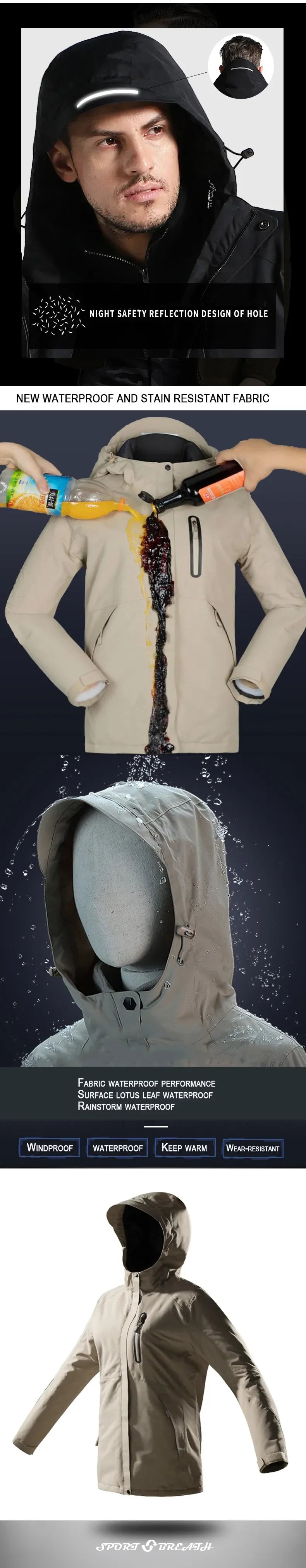 Smart Heated Jacket Waterproof Men 3 Areas Heated Vest For Women Winter Outdoor Sports Coat Warm Heating Coat Motorcycle Jacket