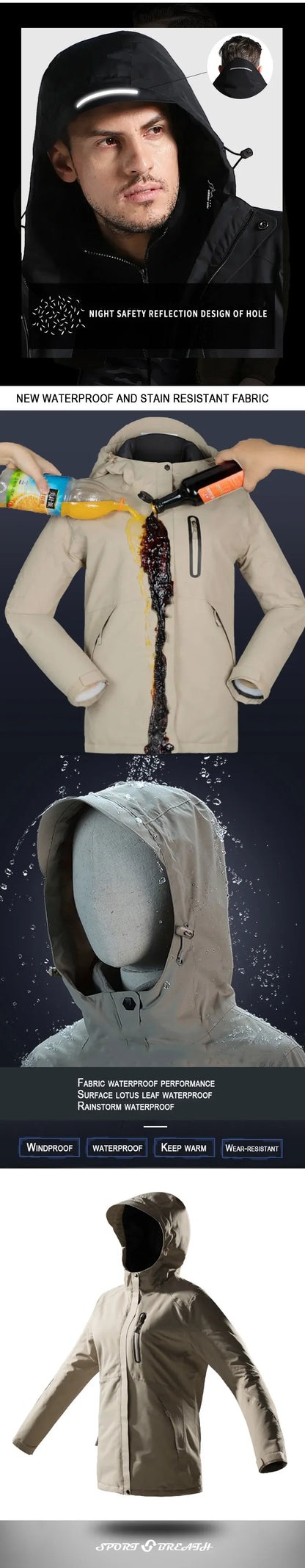 Smart Heated Jacket Waterproof Men 3 Areas Heated Vest For Women Winter Outdoor Sports Coat Warm Heating Coat Motorcycle Jacket