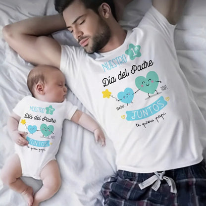 Our First Father's Day Spanish Printed Baby & Dad Matching Clothes Daddy T Shirts Tops Infant Bodysuit Fathers Day Family Outfit
