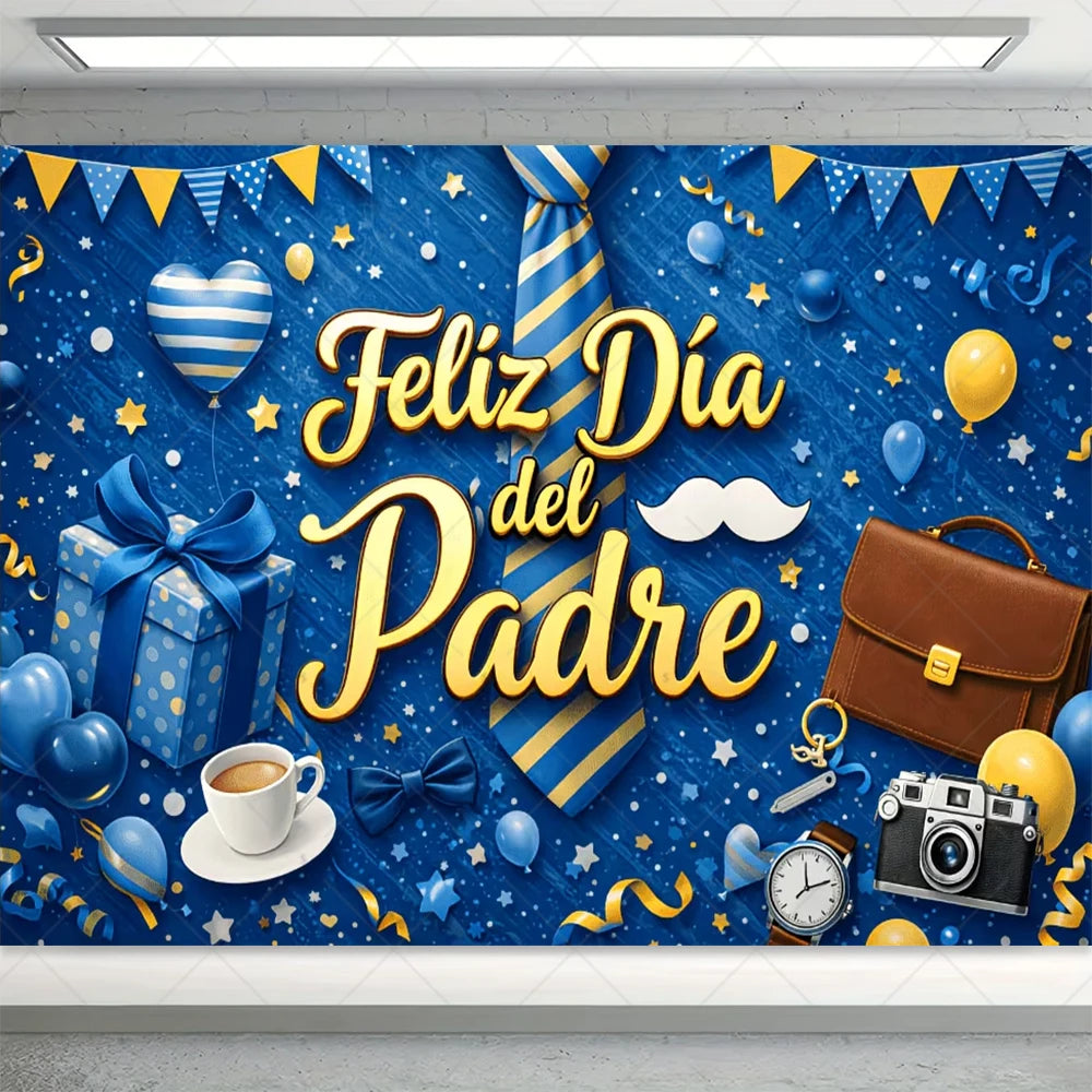 Spanish Happy Father's Day Decor Background I Love Dad Black Suit Tie Family Party Banner Photography Backdrop Supplies Props