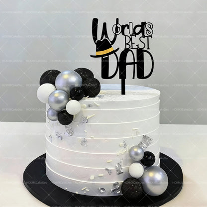 3pcs Acrylic Best Dad Ever Happy Father's Day Cake Toppers for Celebration Father's Day Dad's Birthday Party DIY Cake Decoration