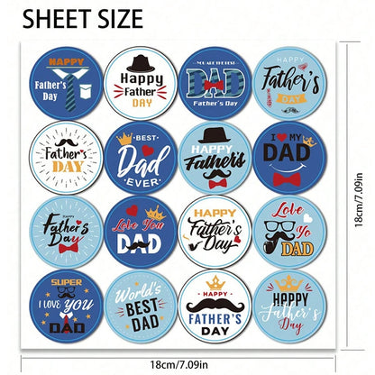 32/64/80Pcs Fathers Day Stickers Fathers Day Decorate Labels Card Envelope Seals Party Favor Gift Box ,Cookies Wrapping Decor