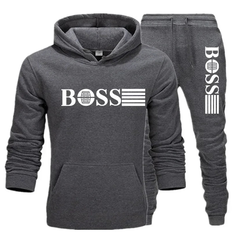 Two-piece fitness sets for autumn and winter, casual sportswear for men and women, and fashionable hooded sweatshirts