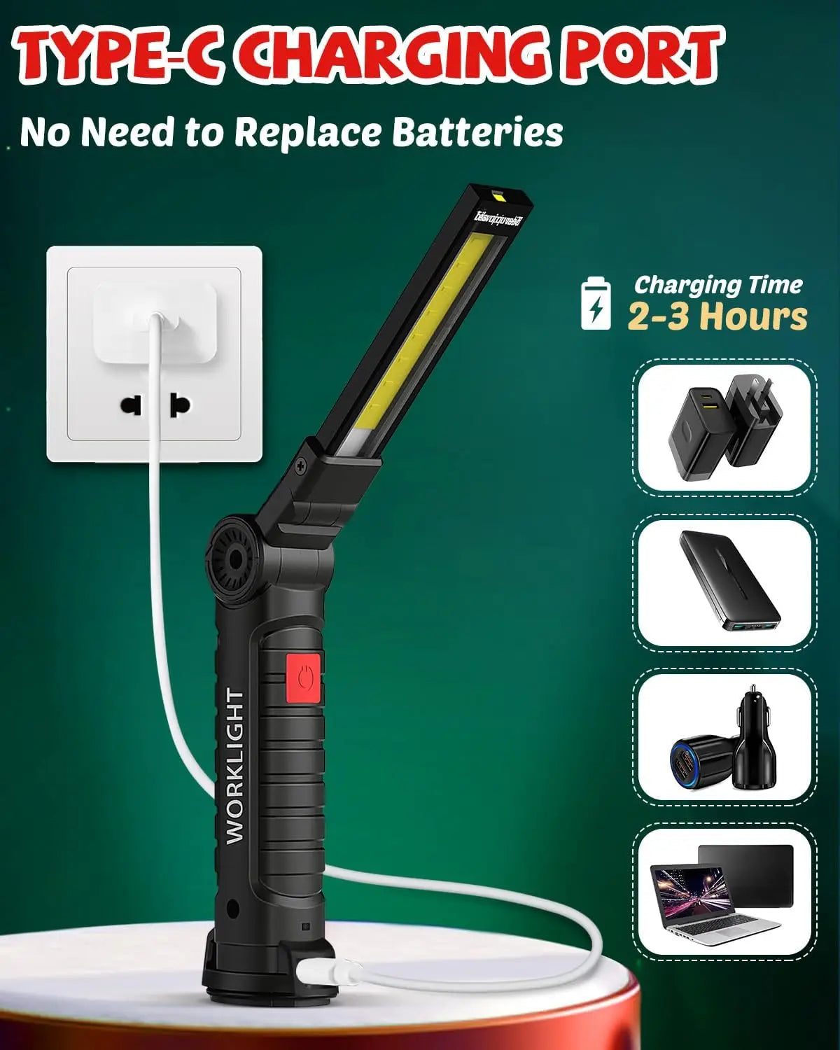 Tool Fathers Day Dad Gifts for Men Him Husband, Rechargeable LED Work Light BBQ Grill with Magnetic Base Hook, 360° Rotate.
