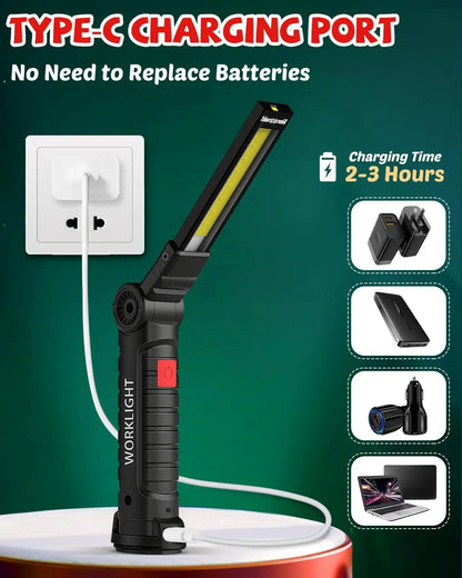 Tool Fathers Day Dad Gifts for Men Him Husband, Rechargeable LED Work Light BBQ Grill with Magnetic Base Hook, 360° Rotate.