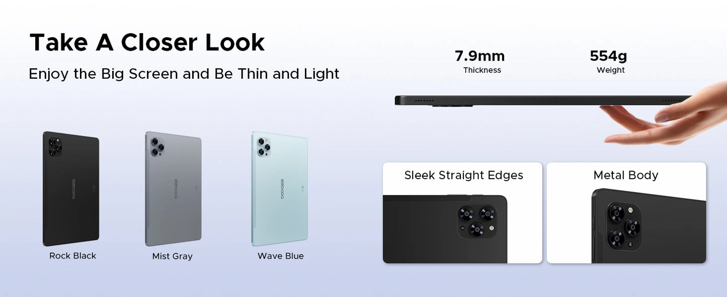 【Brand+】Doogee Tab G6 Tablet Pc 11 Inch Android 15 30Gb Ram(6+24) 256Gb Rom 8000Mah Battery Dual Speakers Support Widevine
