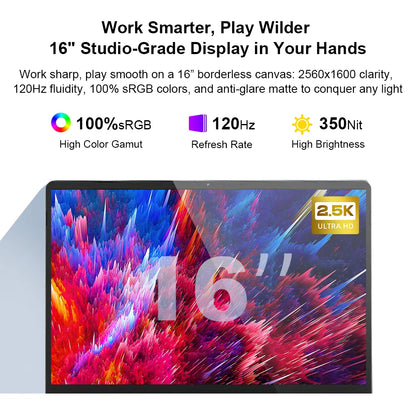 Ninkear A15 Pro Laptop AMD Ryzen 5,16 inch 120Hz 2560*1600 Display Screen 16GB 1TB Fingerprint Unlock Notebook Computer
