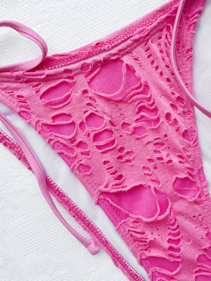 Gothic Micro Bikinis Y2K Torn Halter Strappy Lace Up Bathing Suits 2024 Woman Punk Beach Swimwear Side Bandage String Swimsuit