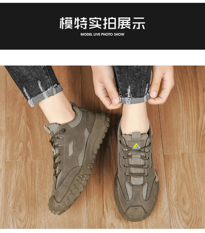 Sneakers for Men High Quality Thick Soled Work Strap Outdoor Mountaineering Anti Slip Platform Wear-resistant Casual Sport Shoes