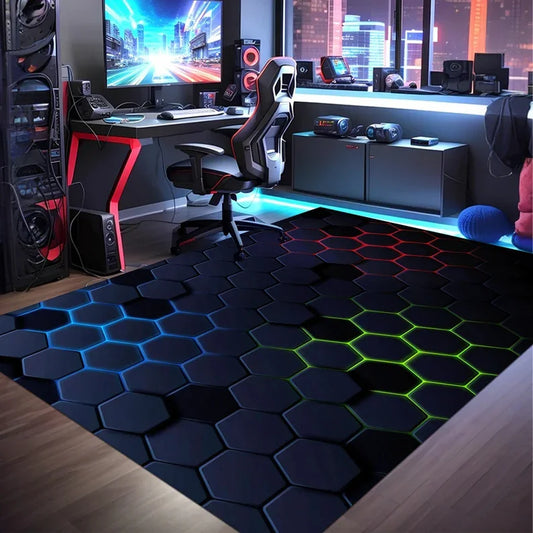 Neon Geometric Gaming Area Rug