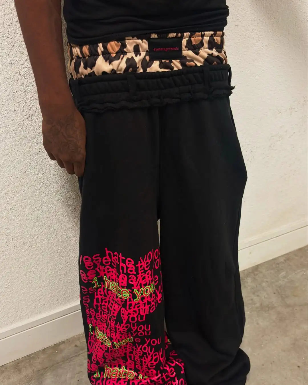 Retro double waist design casual street men pants hip-hop gothic harajuku loose pants Y2K letter pattern sports pants