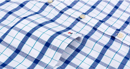 100% Pure Cotton Oxford Shirts for Men Long Sleeve Plaid Shirt Striped Male Business Checked Red Shirt Mans Designer Clothes 7XL