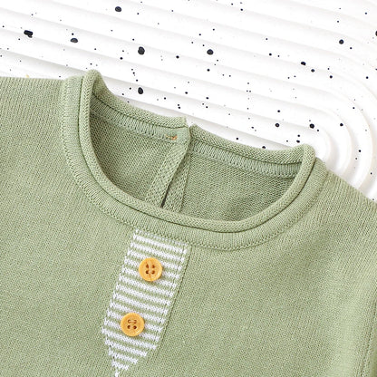Baby Clothes Set Knitted Cotton Infant Tops +Pants Breathable Comfortable Newborn Boy Girl Pullover +Shorts Summer Fashion Solid