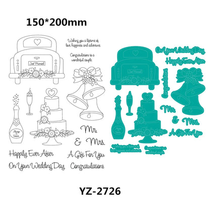 Just Married Celebrae You Father's Day Patriotic Heroes Cutting Dies Clear Stamps Scrapbooking New 2025 Frame Card Craft
