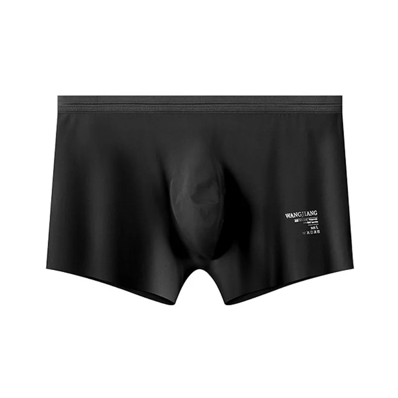 Fashion Men's Underwear Ice Silk Seamless Solid Color Ultra-thin Breathable Boxers for Male Lingerie Bikini Panties