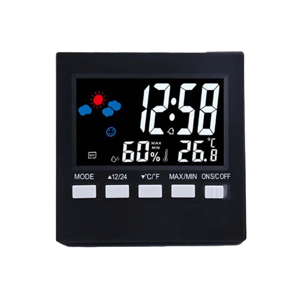 Electronic Alarm Clock with Backlit Thermometer and Hygrometer  Voice Controlled  Accurate Time and Temperature Reading