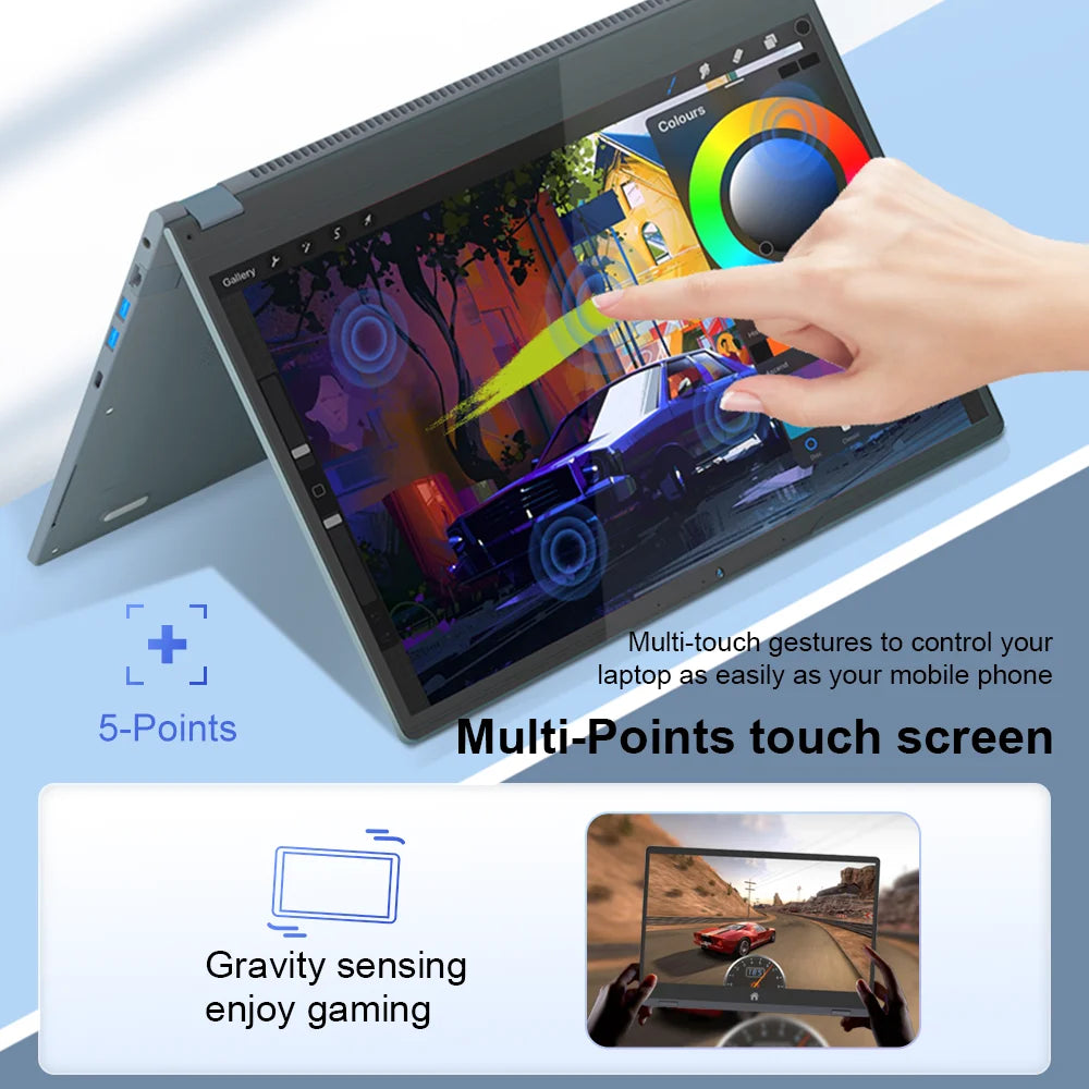 Ninkear YBOOK15 2 in 1 Laptop 360° flip 15.6' FHD IPS Touch Screen Tablet AMD Ryzen™ 3 3200U 16G DDR4+512GB SSD Windows 11 Pro