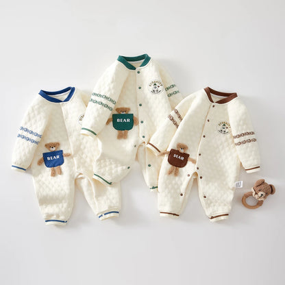 Baby Clothes for Autumn, Class A, Boys' Full-Month Outfit, One-Piece Romper, Baby Thermal Interlayered Warm Newborn Bodysuit