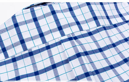100% Pure Cotton Oxford Shirts for Men Long Sleeve Plaid Shirt Striped Male Business Checked Red Shirt Mans Designer Clothes 7XL