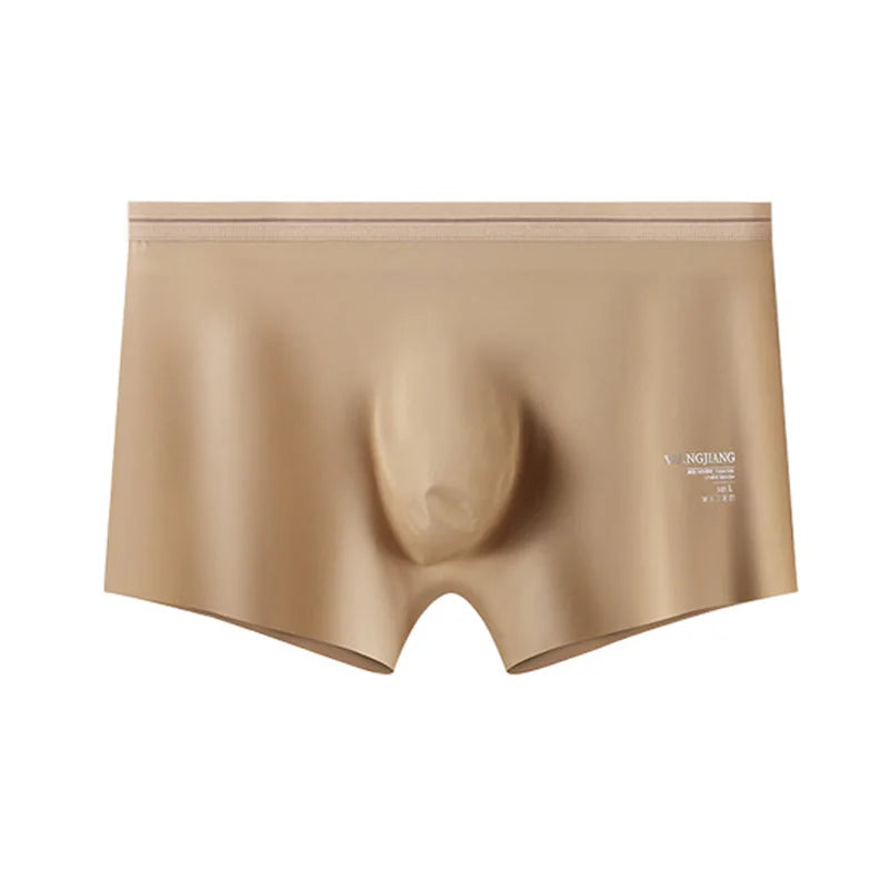 Fashion Men's Underwear Ice Silk Seamless Solid Color Ultra-thin Breathable Boxers for Male Lingerie Bikini Panties