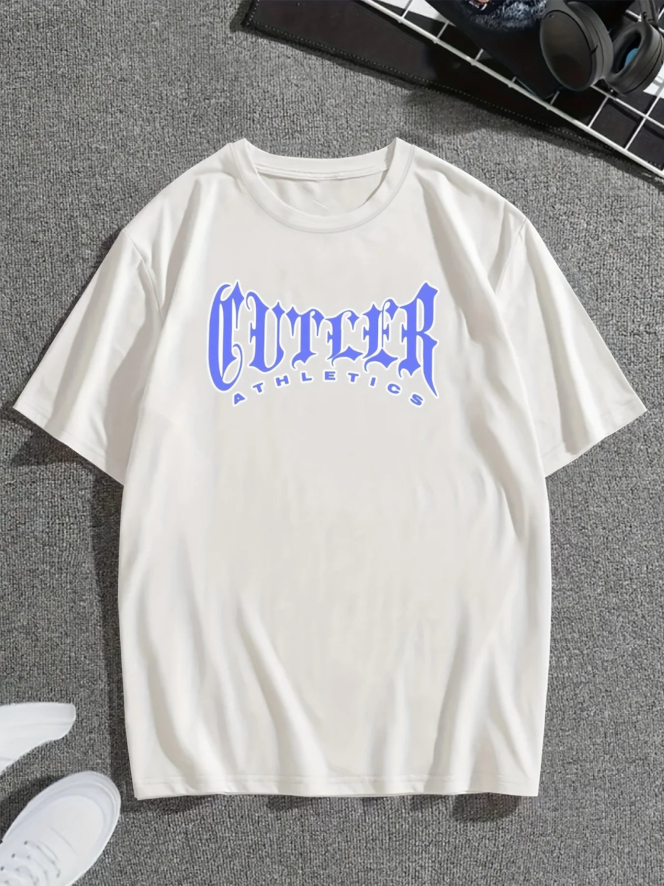 2024 New Men's T-shirt Checked Printed Oversized Loose Men's Top Holiday Casual Clothing Running Short-sleeved T-shirts