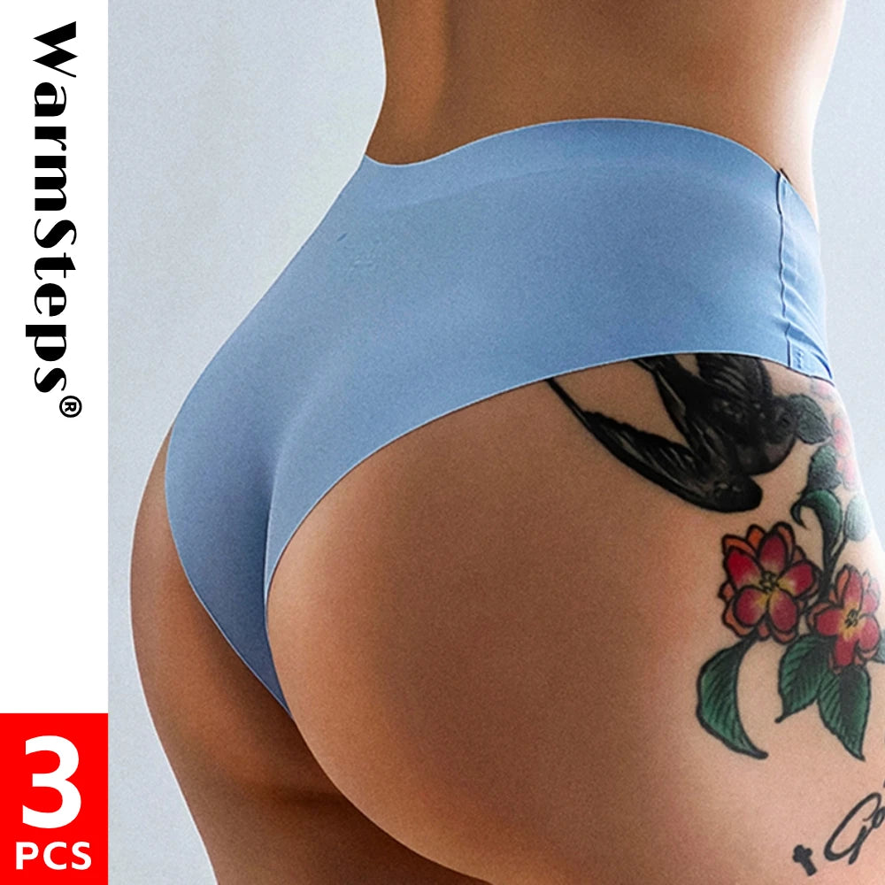 WarmSteps 3Pcs/Set Seamless Woman Panties Underwear Fitness Sports Women's Briefs Ice Silk Sexy Female Lingerie XXL Large Size