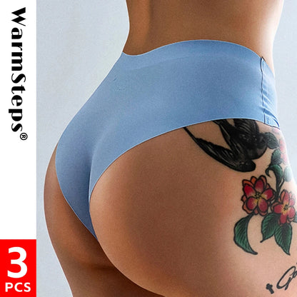 WarmSteps 3Pcs/Set Seamless Woman Panties Underwear Fitness Sports Women's Briefs Ice Silk Sexy Female Lingerie XXL Large Size